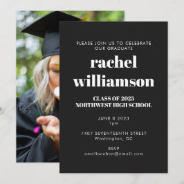 Convites Classe de Festa de formatura fotográfica preto bra