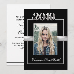 Convites Classe de Festa de formatura preta e prata 2019
