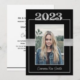Convites Classe de Festa de formatura preta e prata 2023