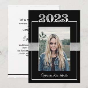 Convites Classe de Festa de formatura preta e prata 2023