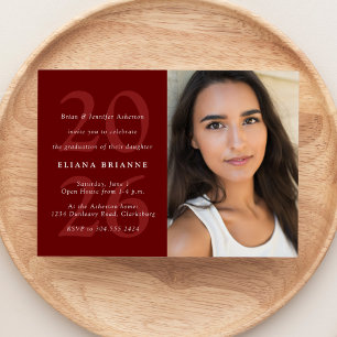 Convites Classe de festa de formatura vermelha clássica de