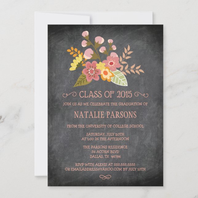 Convites Classe de festas de formatura florais de quadro ne (Frente)