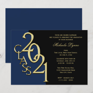Convites Classe de Formando 2021 Dourado com opção de cor