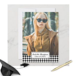Convites Classe de Foto da Graduação Trendy Houndstooth e