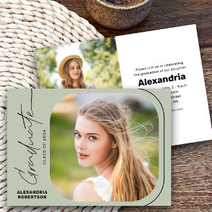 Convites Classe de Foto de Script Moderno de Festa de forma