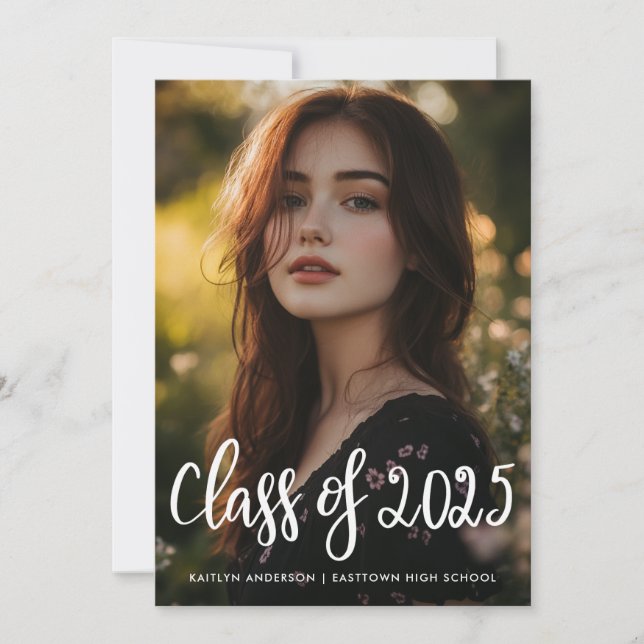 Convites Classe De Foto Do Formando De Script Casual 2025 (Frente)
