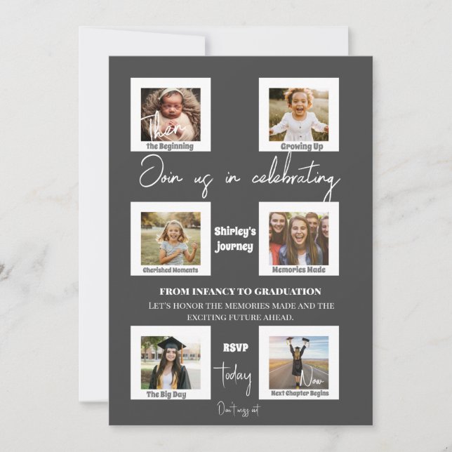 Convites Classe de Foto Moderna Elegante de Graduação 2024 (Frente)