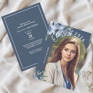 Convites Classe de Foto Personalizada de Rosa Azul Dusty 20