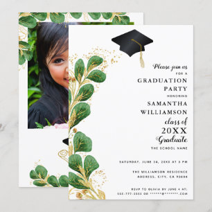 Convites Classe de Graduação de Foto Elegante Greenery 2025