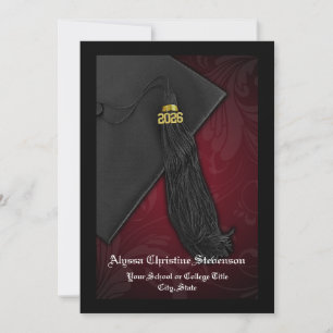 Convites Classe de Graduação Digna de Maroon Tassel 2025