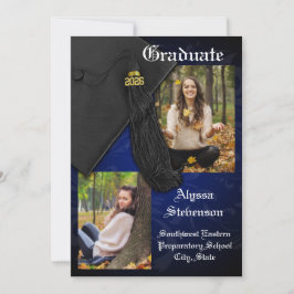 Convites Classe de Graduação Digna de Tassel Azul 2025