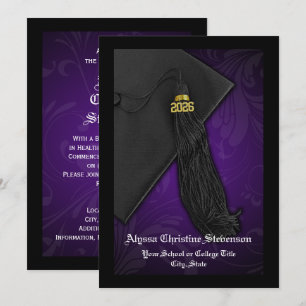 Convites Classe de Graduação Digna de Tassel Roxo 2025