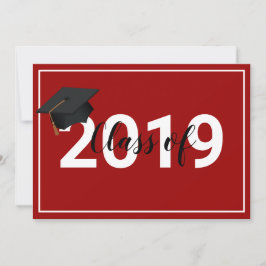 Convites Classe de Graduação Vermelha de 2019 Chic Simplist