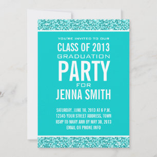 CONVITES CLASSE DE MENINAS DE FOTO DE 2013, TEAL GLITTER, F