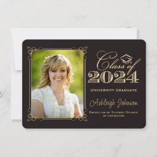 Convites Classe Dourada de Graduação de Foto 2024