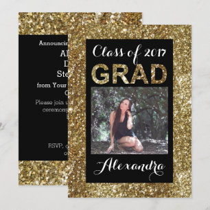 Convites Classe Dourada de Visão Luminosa de Graduação de F