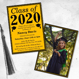 Convites Classe Dourada Negra de Foto para Graduação 2024