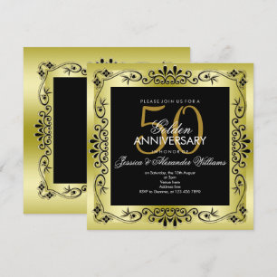 Convites Classe Dourado Decorativo Moldura 50º Casamento