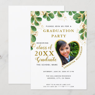 Convites Classe Elegant Floral Greenery de Graduação 2025