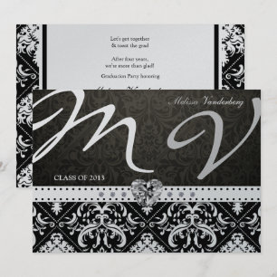 Convites Classe Elegante Black / Siilver Damask de 2013