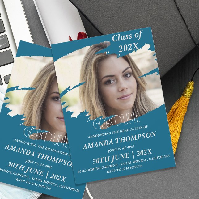 Convites Classe Elegante Da Festa de formatura De Fotografi (Elegant Class Of 2026 Grad Photo Graduation Party Invitation)