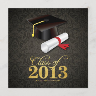Convites Classe Elegante de Damasco de 2013 Graduação com