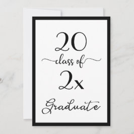 Convites Classe Elegante De Festa de formatura Branca Preta