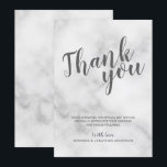 Convites Classe Elegante Mármore Branco Agradecimento de Ca<br><div class="desc">Cartão de Agradecimento de Casamento em Mármore Branco Classe Elegante

com título em fonte de letra manuscrita moderna cinza e texto em fonte sans serif moderna cinza sobre fundo de mármore branco.</div>