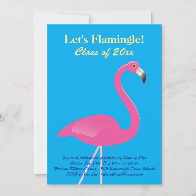 Convites Classe Flamingle do vamos de Graduação 2019 - Azul (Frente)