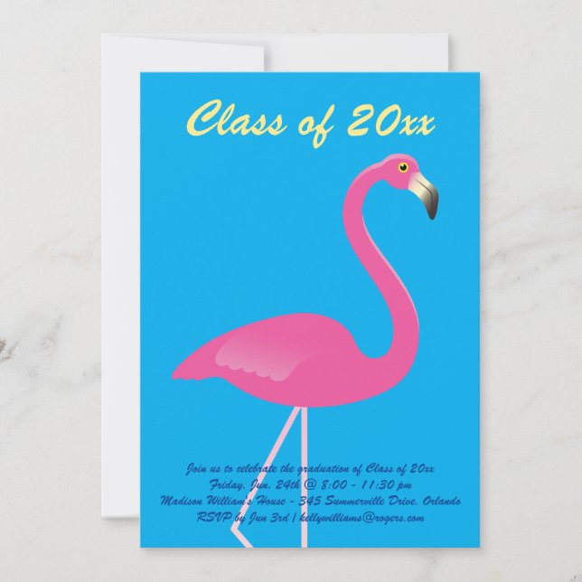 Convites Classe Flamingo de Festa de formatura de 2019 - Az (Frente)