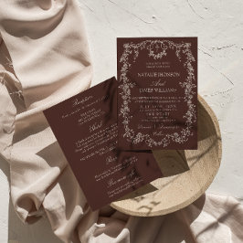 Convites Classe Floral Chocolate Marrom Casamento Tudo Em U
