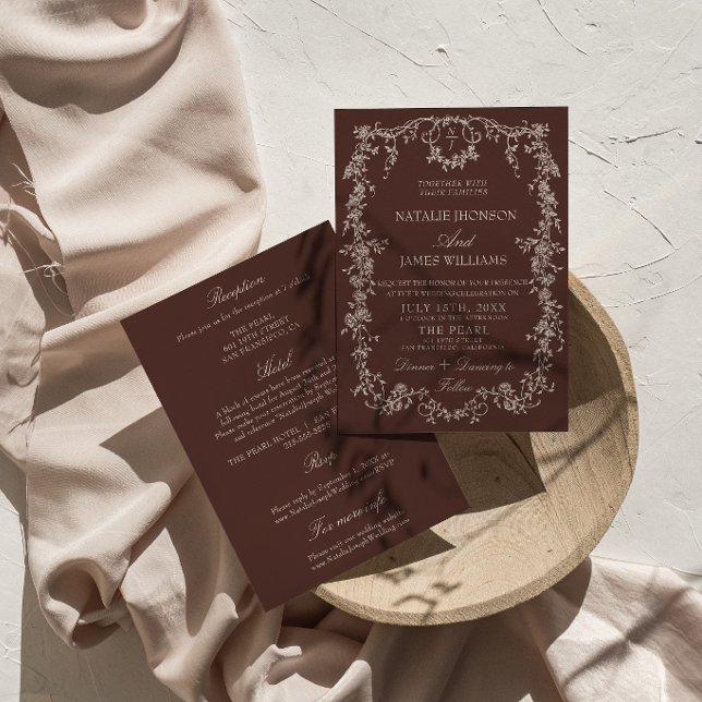 Convites Classe Floral Chocolate Marrom Casamento Tudo Em U (Criador carregado)