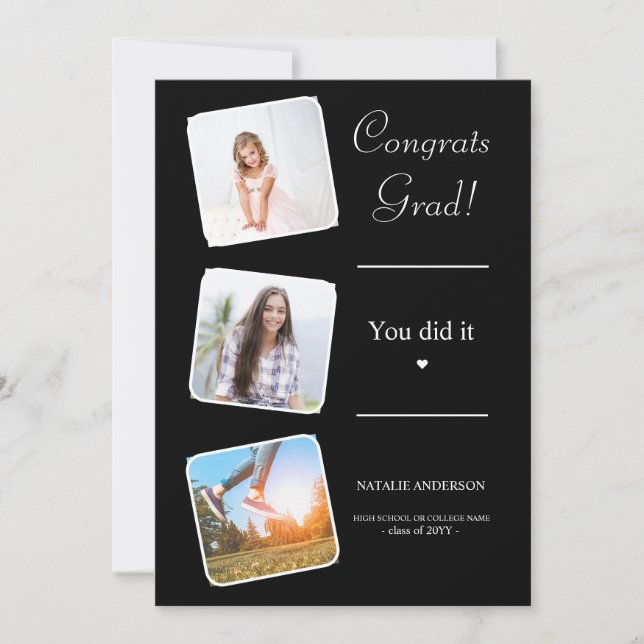 Convites Classe formando Preta e Branca de Graduação 2023 (Frente)