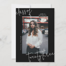 Convites Classe Mínima Preta e Branca de Graduação 2024