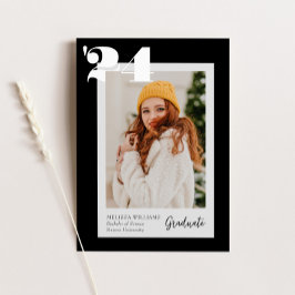 Convites Classe Moderna B&W de Graduação de Fotos 2024 4