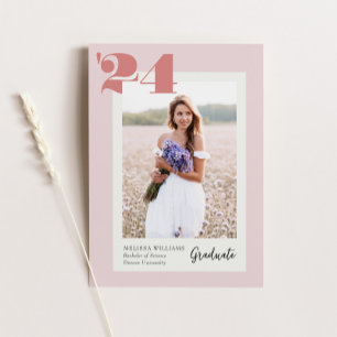 Convites Classe Moderna Cor-de-Rosa de Graduação de Fotos 2