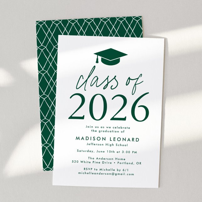 Convites Classe Moderna da Festa de formatura Verde de 2025 (Criador carregado)