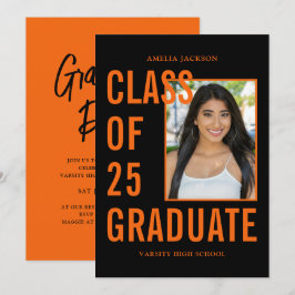 Convites Classe Moderna De 25 Festas de formatura Pretas E 