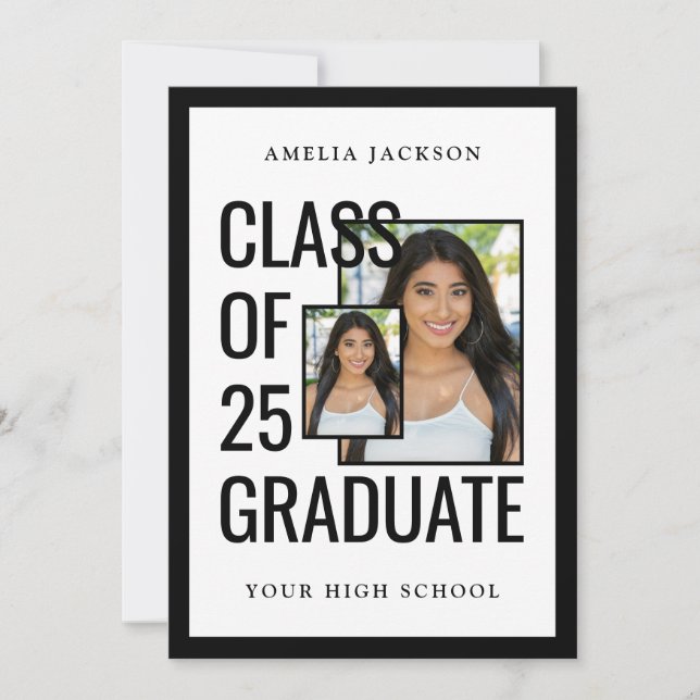 Convites Classe Moderna De 25 Fotos De Formando Abertas (Frente)
