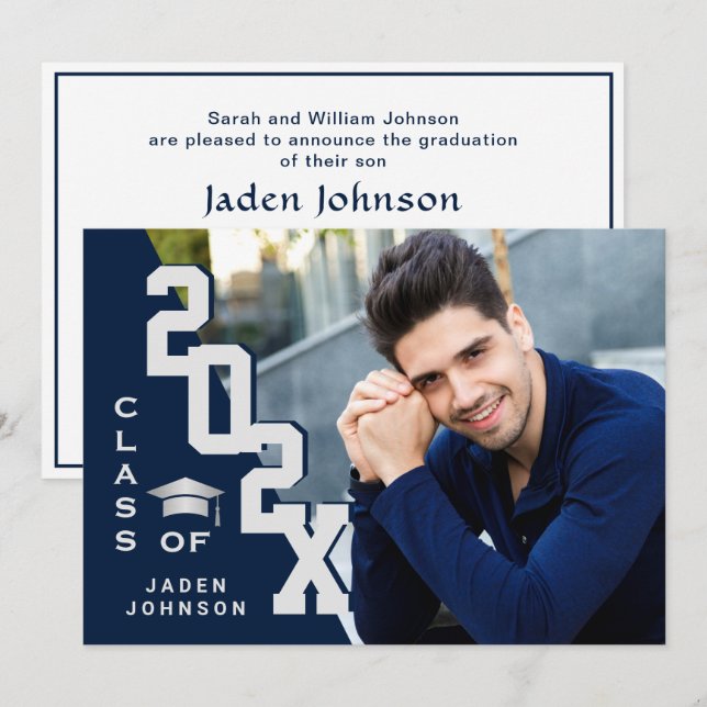 Convites Classe moderna de Festa de formatura FOTO de Forma (Frente/Verso)