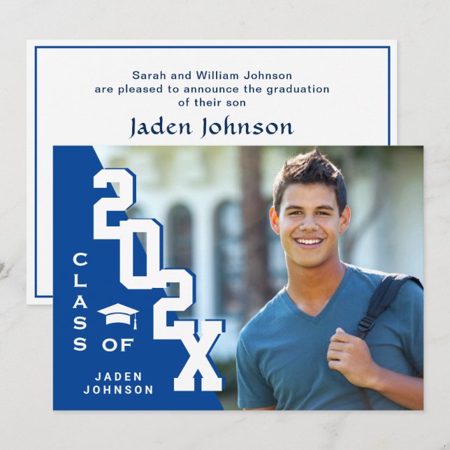 Convites Classe moderna de Festa de formatura FOTO de Forma (Frente/Verso)