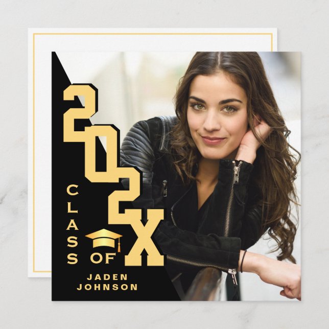 Convites Classe moderna de Festa de formatura FOTO de Forma (Frente/Verso)