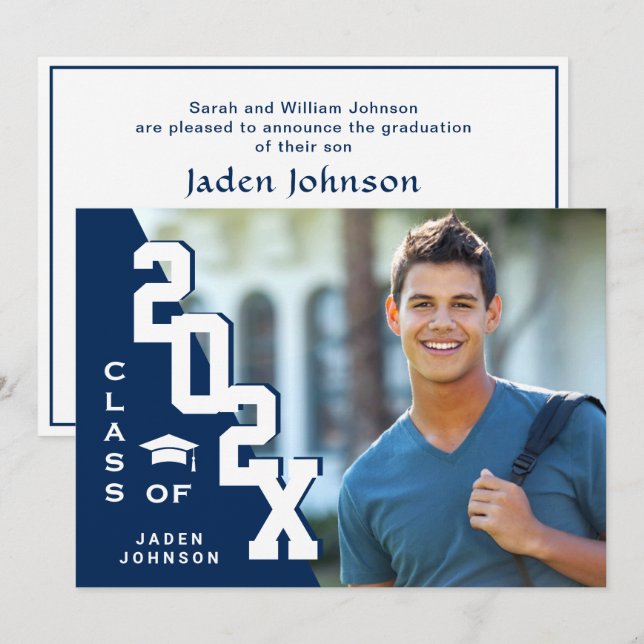 Convites Classe moderna de Festa de formatura FOTO de Forma (Frente/Verso)