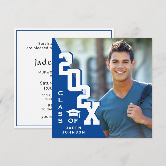 Convites Classe moderna de Festa de formatura FOTO de Forma (Frente/Verso)