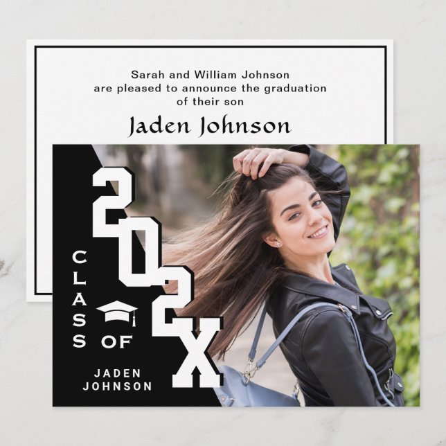 Convites Classe moderna de Festa de formatura FOTO de Forma (Frente/Verso)