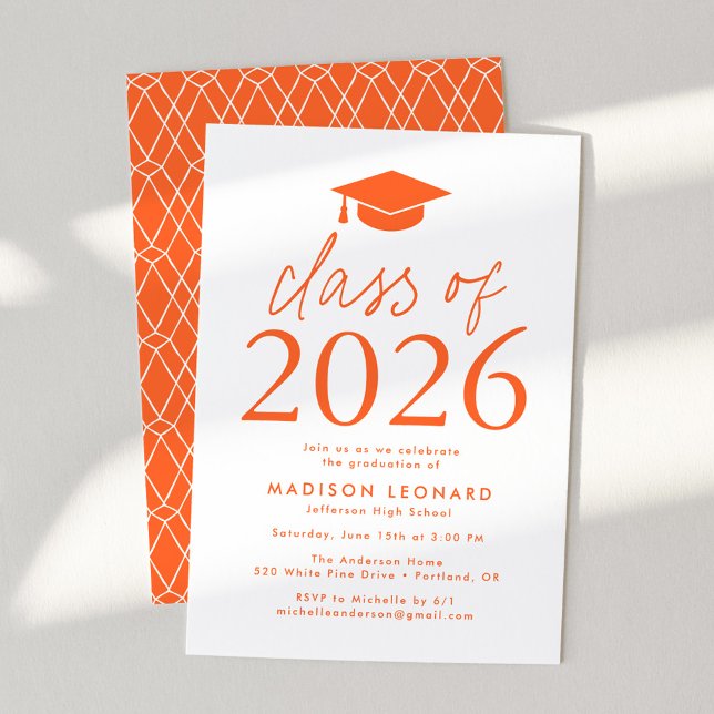 Convites Classe Moderna de Festa de formatura Laranja 2025 (Criador carregado)
