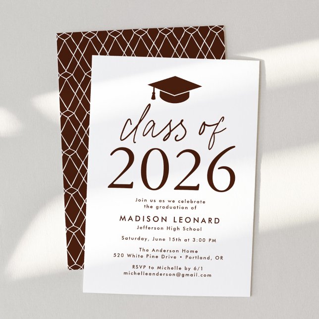 Convites Classe Moderna de Festa de formatura Marrom 2025 (Criador carregado)