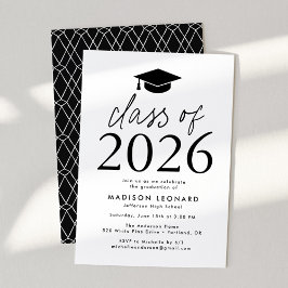 Convites Classe Moderna de Festa de formatura Negra de 2025