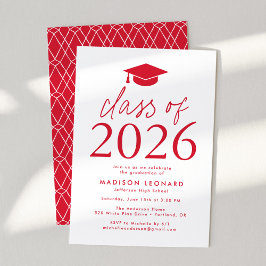 Convites Classe Moderna de Festa de formatura Vermelha 2025