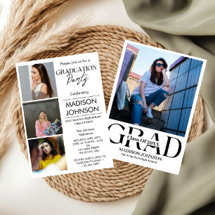 Convites Classe Moderna de Graduação de Colagem de Fotos em